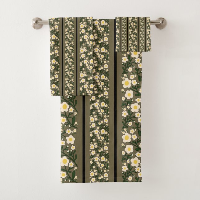 Stripe Dainty Flowers Dusty Fawn Fondo (In situ)