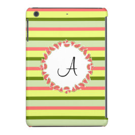 Stripe de sandía Clásico Monograma iPad Mini funda