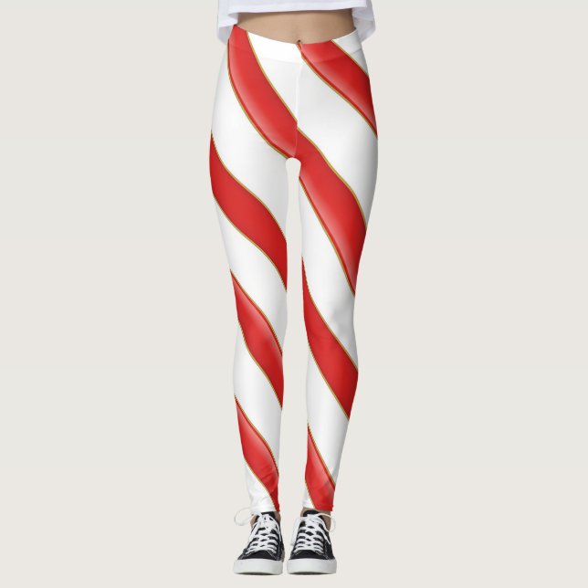 Striped Christmas Candy Cane Leggings (Anverso)