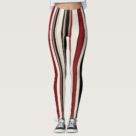 Striped Red, Black and Cream Leggings