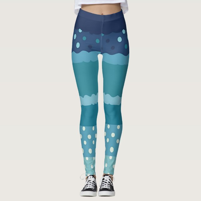 Stripes and Polka dot in Shades of Blue Leggings (Anverso)