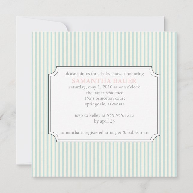 {stripes} invitación a la ducha de bebé (Anverso)