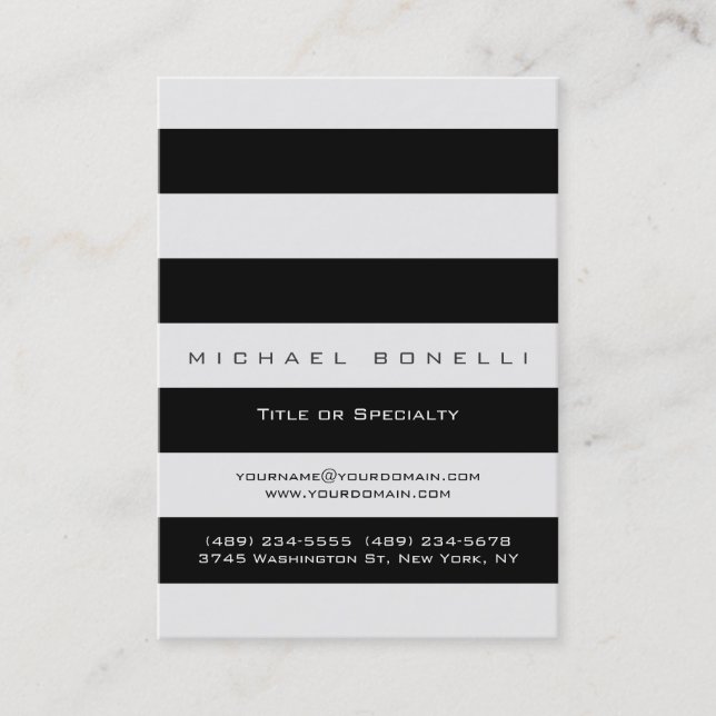 Stripes Monograma Tarjeta de presentación de Moda  (Anverso)