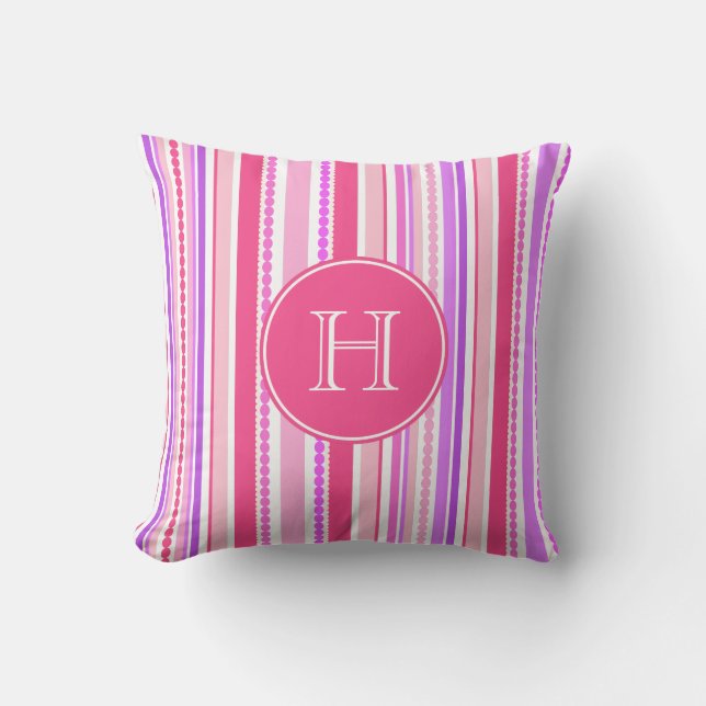 Stripey gotea la almohada de tiro púrpura rosada (Anverso)