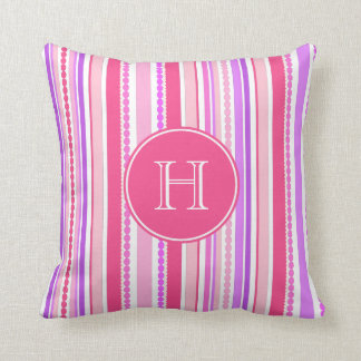 Stripey gotea la almohada de tiro púrpura rosada