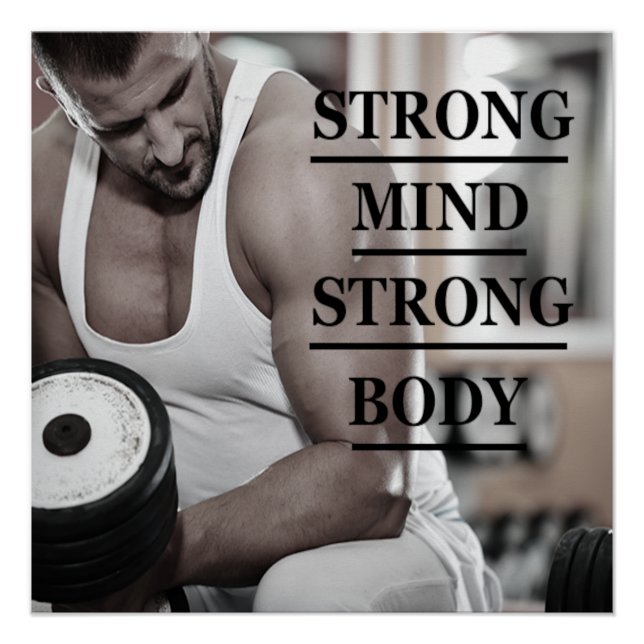 Strong Mind Strong Body Motivational Poster (Anverso)