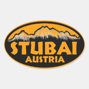 Stubai Austria naranja pegatinas ovales