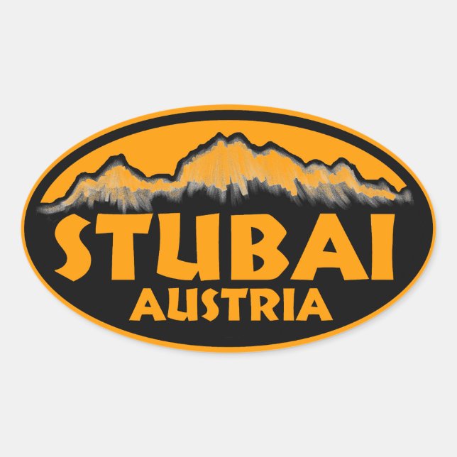 Stubai Austria naranja pegatinas ovales (Anverso)