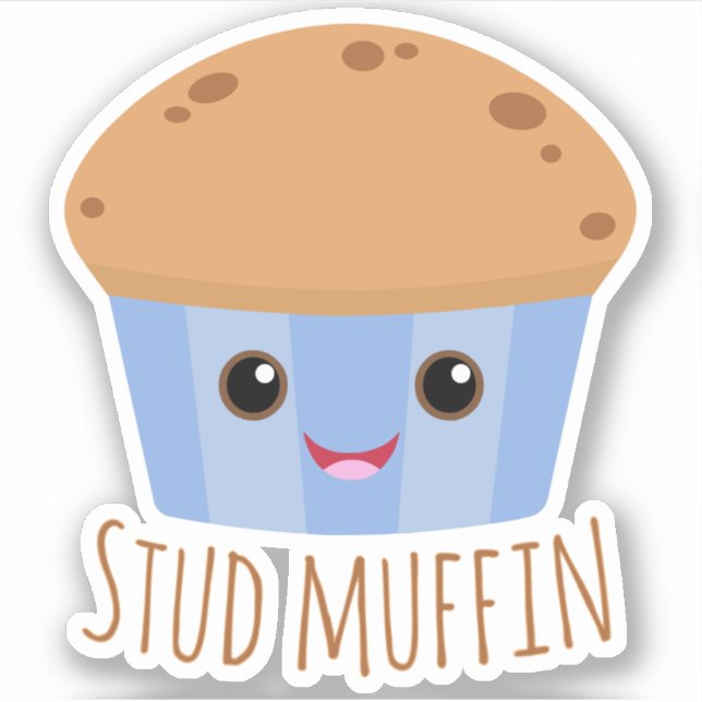 Stud Muffin Cute Foodie Pegatina (Anverso)