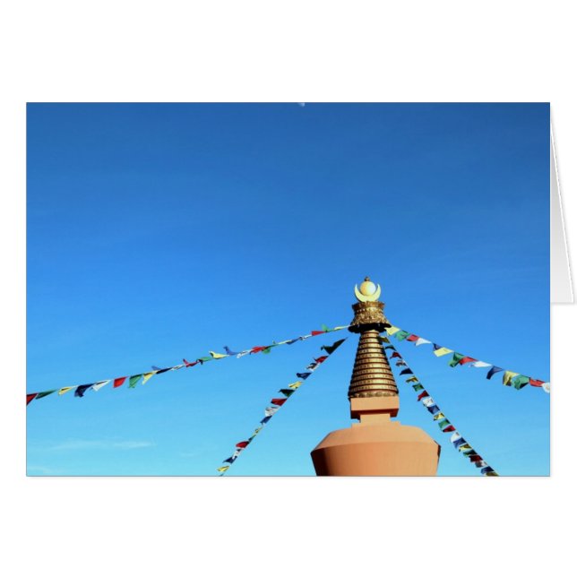 Stupa budista con banderas de oración (Anverso (Horizontal))