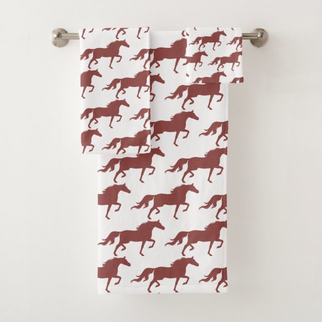 Stylish Brown Bay Horse Silhouettes on White (In situ)