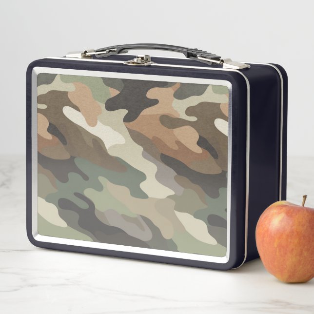 Stylish Camouflage Pattern Metal Lunch Box Case (In situ)