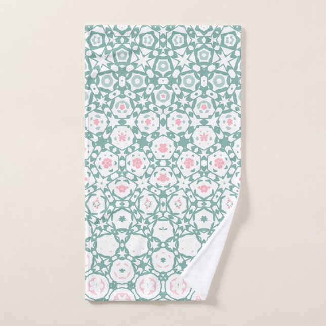 Stylish Green Rose Geometric Exercise Hand Towel (Toalla de mano)