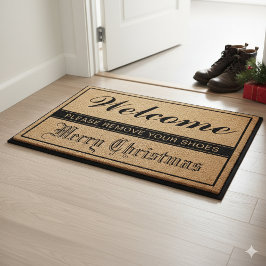 Stylish Merry Christmas Fiber Doormat for Festive