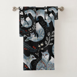  Stylized blue foxes with intricate floral designs