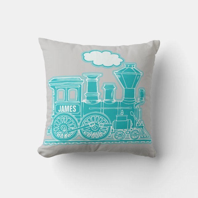 Su almohada de tiro gris del vapor del tren de la (Anverso)