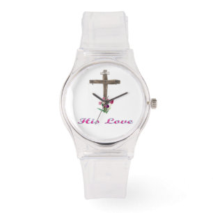 Su amor cristiano cruz reloj de pulsera