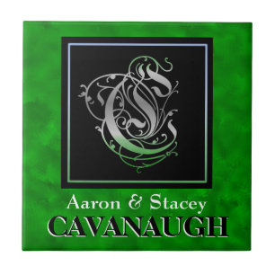 Su apellido y él - Baldosas de Monograma Verde irl