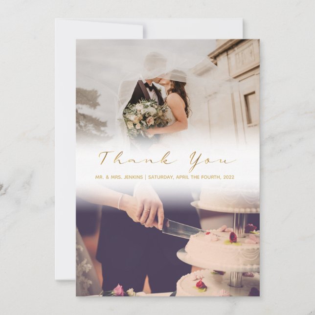 Su boda efecto de foto atenuado tarjeta de agradec (Anverso)