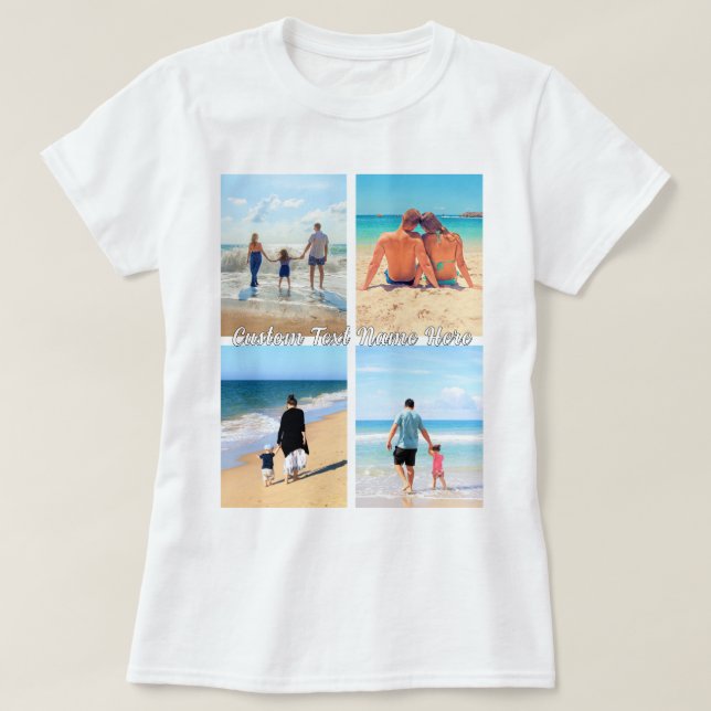 Su camiseta Collage de fotos con texto Personaliza (Diseño del anverso)