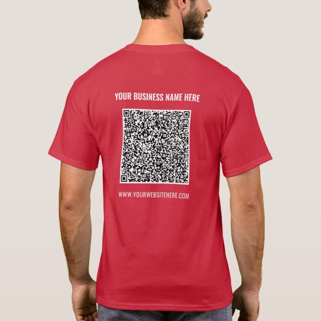 Su camiseta comercial con código QR y texto Person (Reverso)