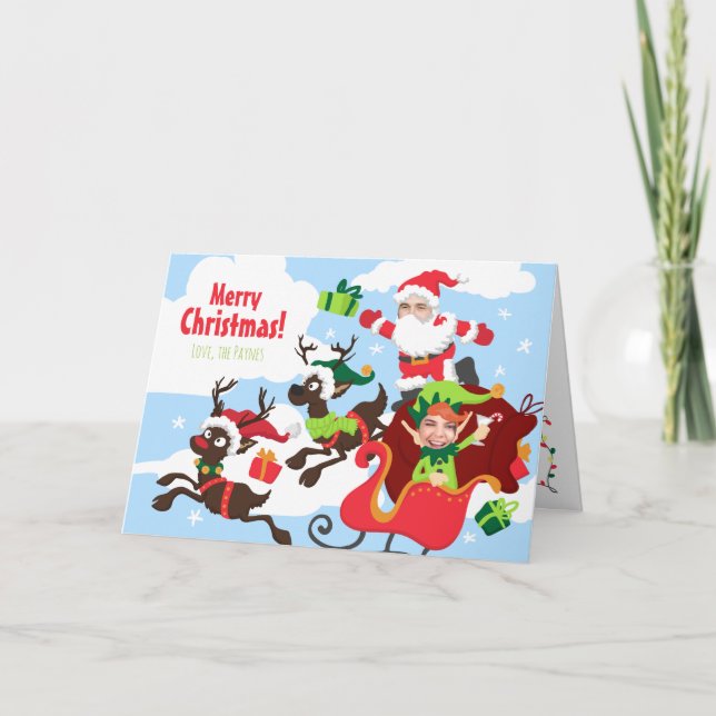 ¡Su cara aquí! Familia de tarjeta de Navidad 2 (Anverso)