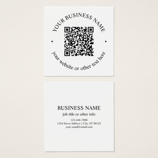 Su código QR cargado más texto circular editable (Anverso y reverso)