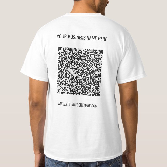Su código QR y la camiseta comercial de texto Pers (Reverso)