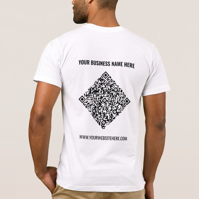 Su código QR y la camiseta comercial de texto Pers (Reverso)