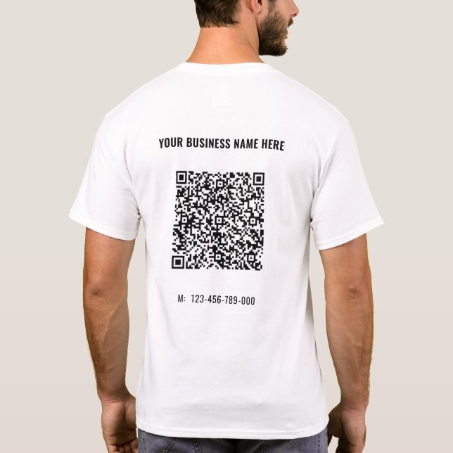 Su código QR y la camiseta de texto Personalizado  (Reverso)