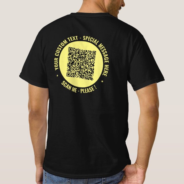 Su código QR y la camiseta de texto Personalizado  (Reverso)