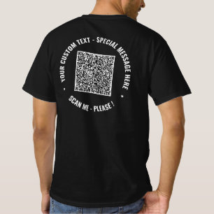 Su código QR y la camiseta promocional de texto Pe