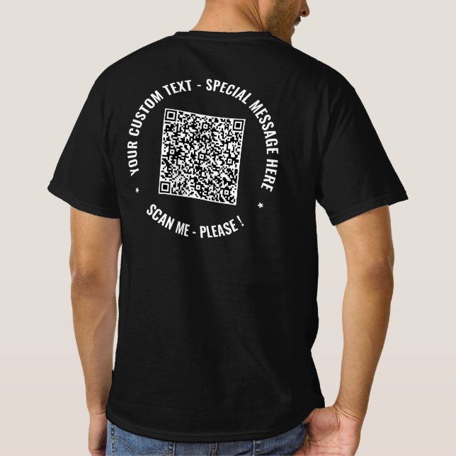 Su código QR y la camiseta promocional de texto Pe (Reverso)