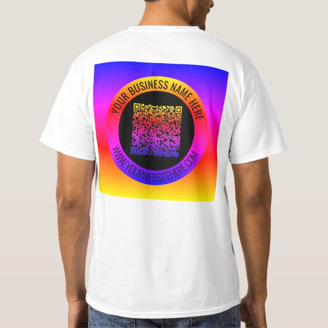 Su código QR y texto Personalizado camiseta person (Reverso)
