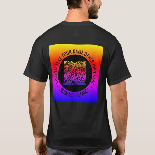 Su código QR y texto Personalizado camiseta person (Reverso)