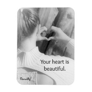 "Su corazón es" imán negro/blanco hermoso