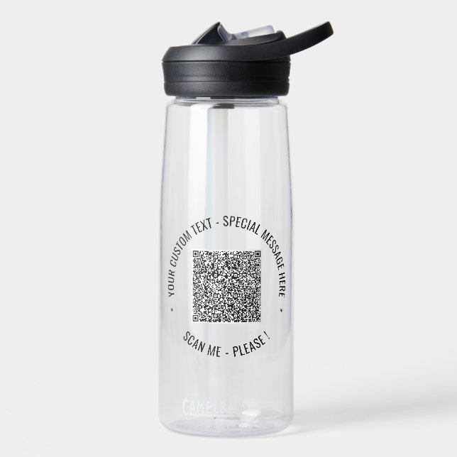 Su ejemplo de botella de agua con código QR Person (Izquierdo)