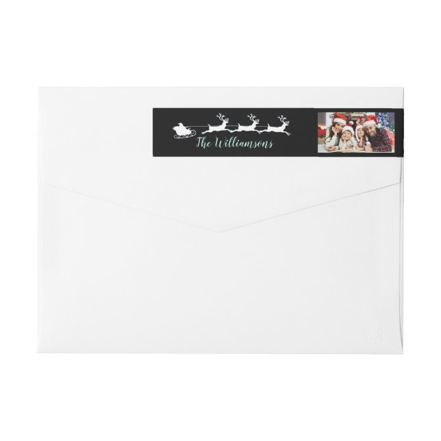 Su foto en el remite del trineo negro de Santas (Reverso)