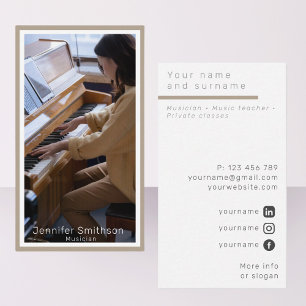 Su foto-músico pianista enmarcó tarjeta de visita