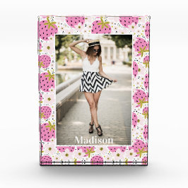 SU FOTO Pink Strawberries Nombre personalizado