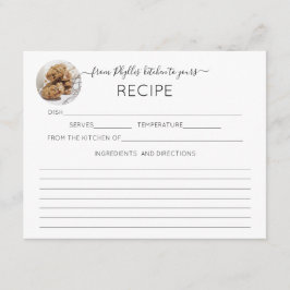 Su foto su nombre tarjeta de recetas caligráficas