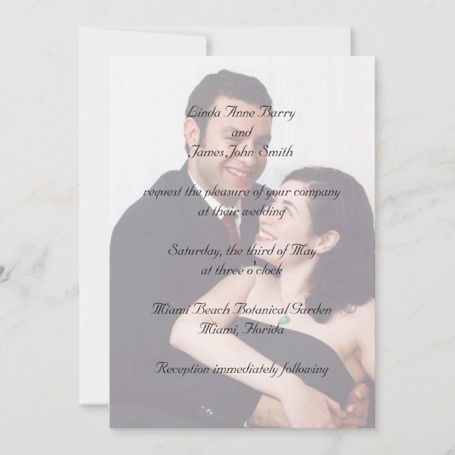 Su fotografía en invitaciones de la boda (Anverso)