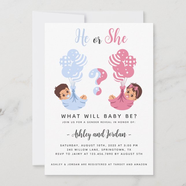 Su género revela la invitación (Anverso)