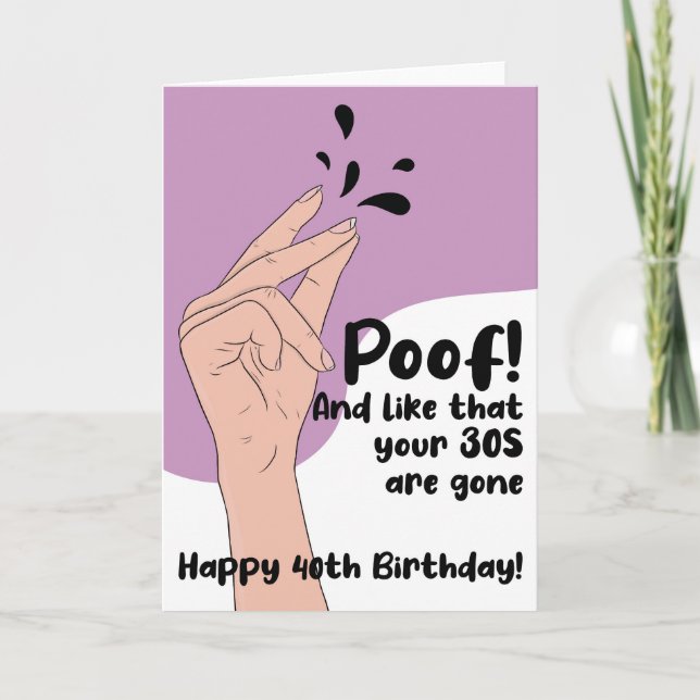 Su graciosa tarjeta de cumpleaños de 40 años (Anverso)