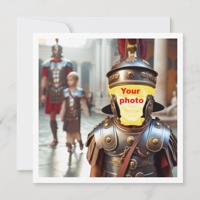 Su hijo como guerrero romano, tarjeta de gladiador (Anverso)