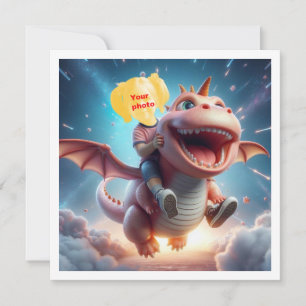 Su hijo volando en un dragón rosa, tarjeta de drag