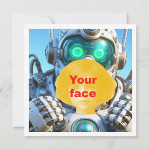 Su hijo y robot, tarjeta en blanco del robot