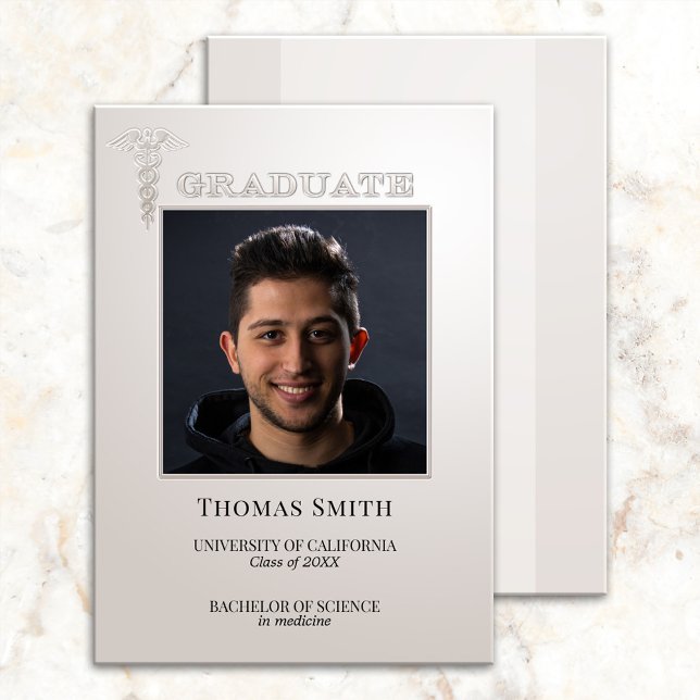 Su Invitación de graduación de Caduceus Photo Silv (Subido por el creador)