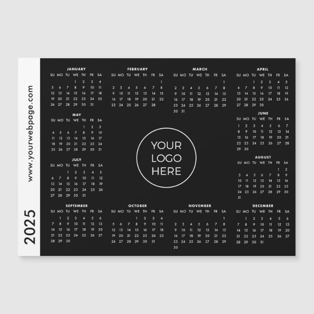 Su logotipo aquí Black 2025 Magnetic Calendar (Anverso)