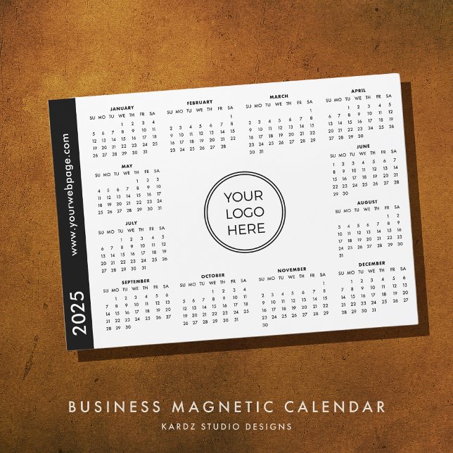 Su logotipo aquí calendario magnético blanco 2025 (Add your logo and website and give something that will keep your brand present all year long. )